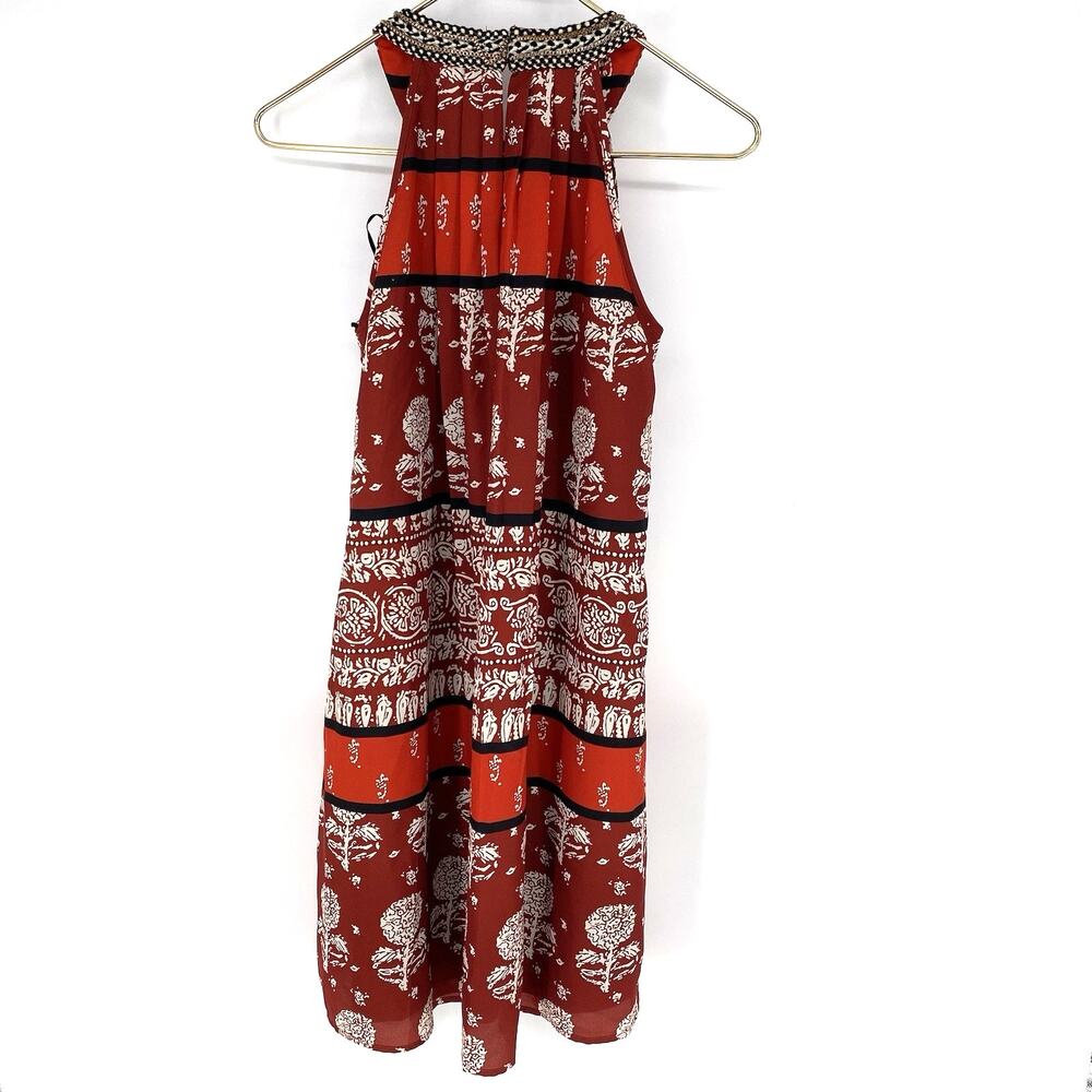 Ranna Gill Anthropologie Kaza Dress NWT Beaded Neck Red Size 2 - Picture 2 of 7